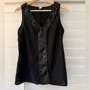 Old Navy Black Sequin V-Neck Blouse
